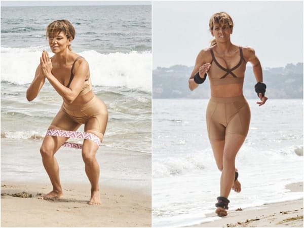 Halle Berry doing an intense beach workout.