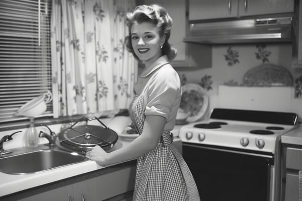 Traditional wife in the kitchen.